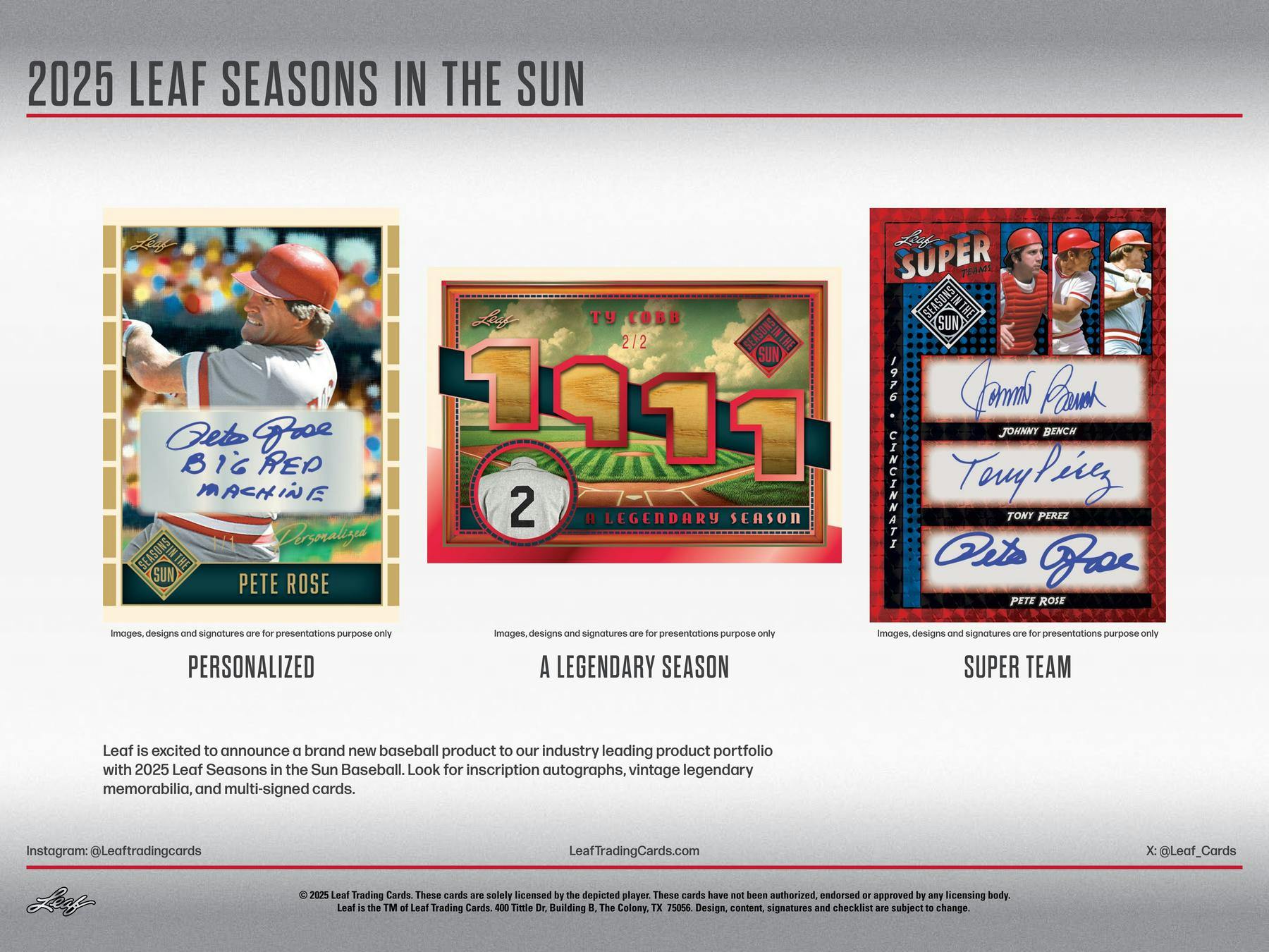2025 Leaf Seasons in the Sun Baseball Hobby Box - Columbia Hobby - Sports Card Boxes - Toploaders - Card Savers