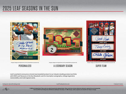 2025 Leaf Seasons in the Sun Baseball Hobby Box - Columbia Hobby - Sports Card Boxes - Toploaders - Card Savers