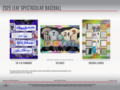 2025 Leaf Spectacular Baseball Hobby Box | Columbia Sports Cards - Columbia Hobby - Sports Card Boxes - Toploaders - Card Savers
