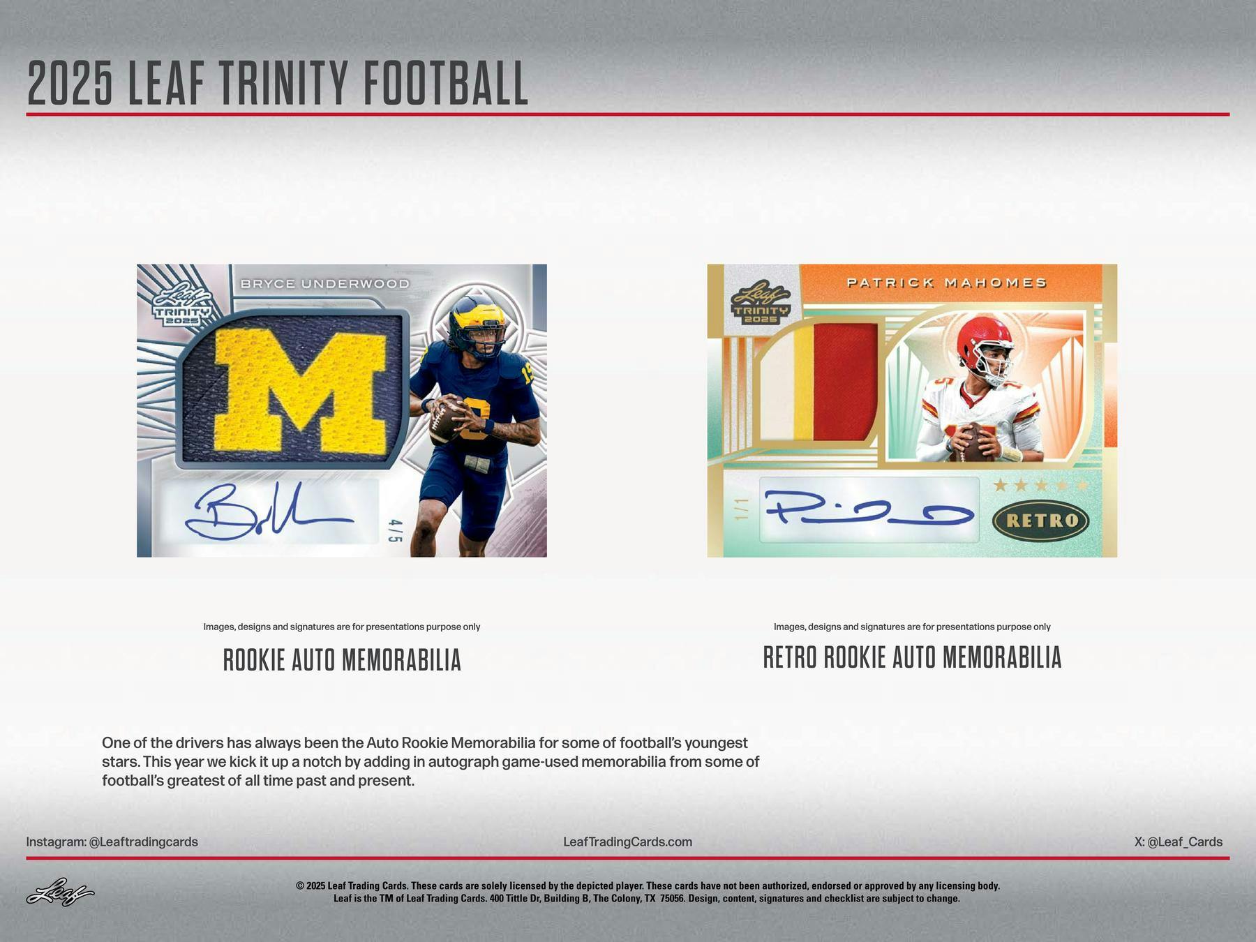 2025 Leaf Trinity Football Hobby Box | Columbia Sports Cards - Columbia Hobby - Sports Card Boxes - Toploaders - Card Savers