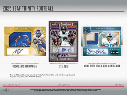 2025 Leaf Trinity Football Hobby Box | Columbia Sports Cards - Columbia Hobby - Sports Card Boxes - Toploaders - Card Savers