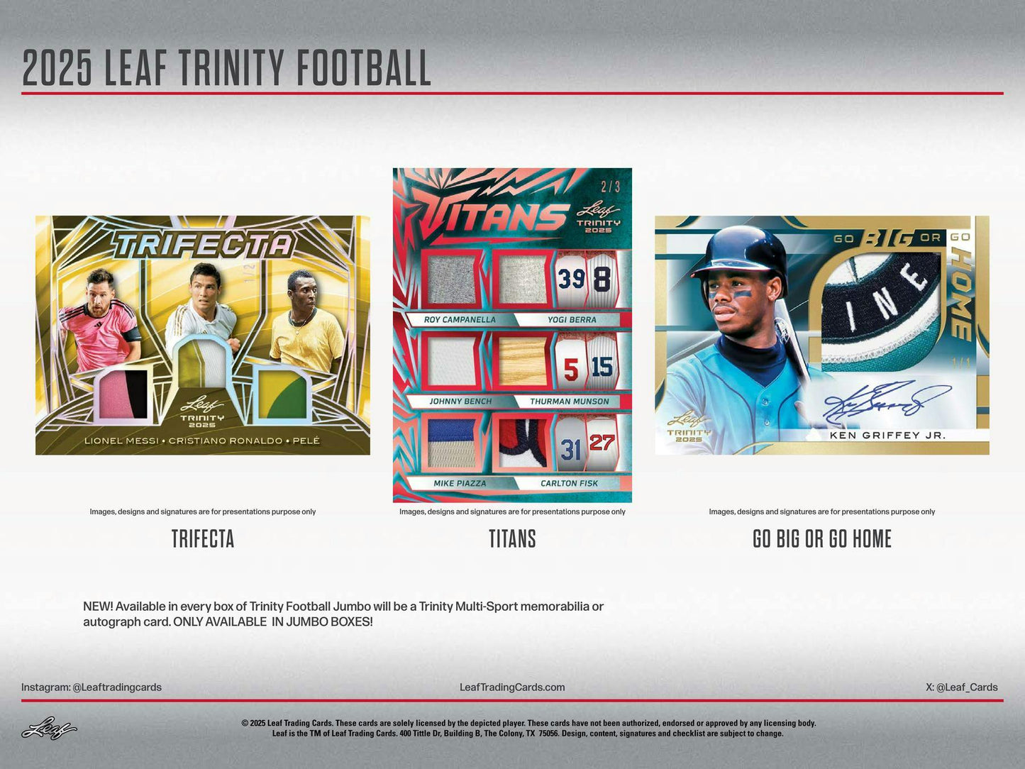 2025 Leaf Trinity Football Hobby Box | Columbia Sports Cards - Columbia Hobby - Sports Card Boxes - Toploaders - Card Savers