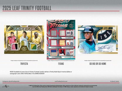 2025 Leaf Trinity Football Hobby Box | Columbia Sports Cards - Columbia Hobby - Sports Card Boxes - Toploaders - Card Savers