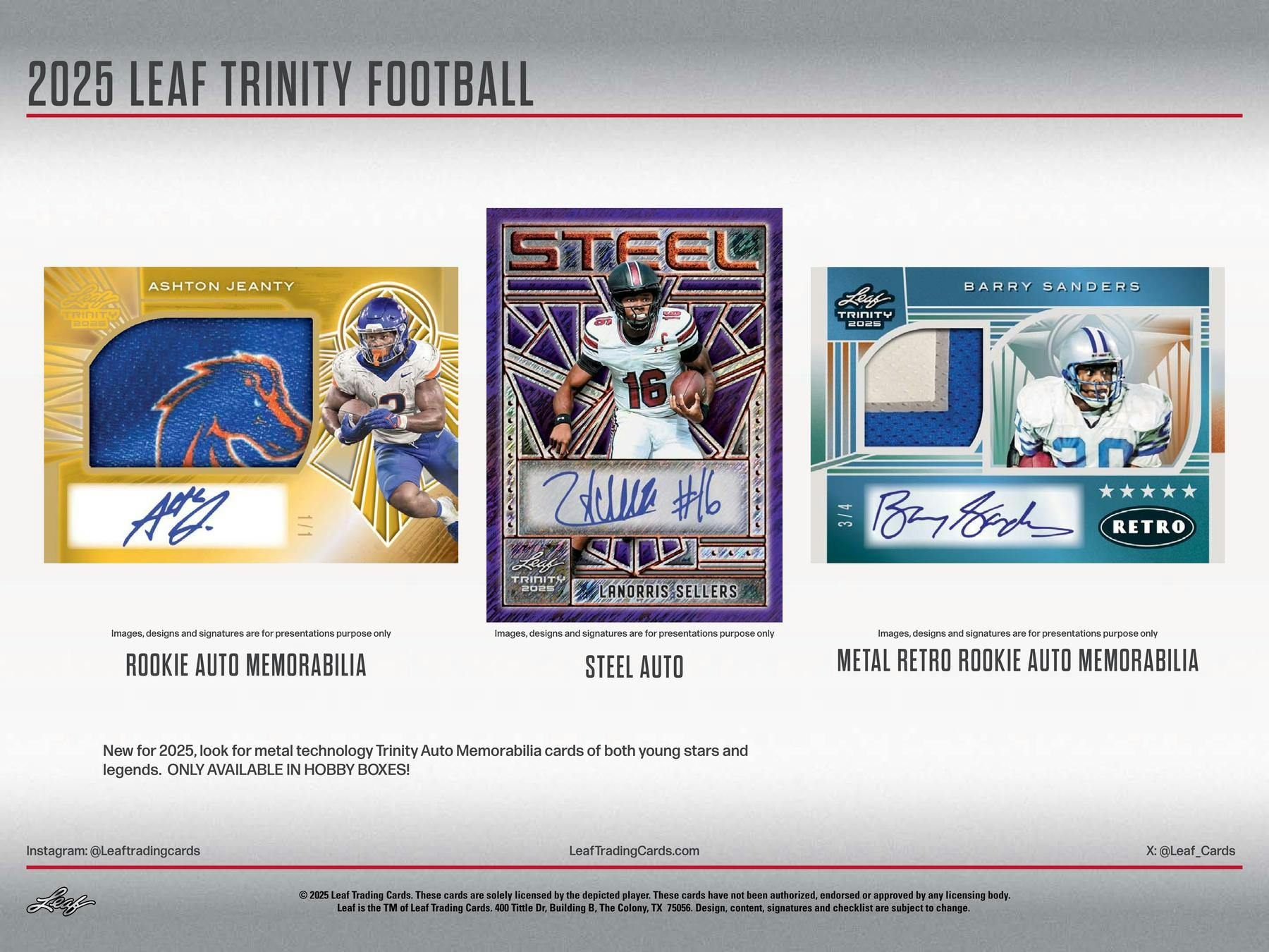 2025 Leaf Trinity Football Jumbo Hobby Box | Columbia Sports Cards - Columbia Hobby - Sports Card Boxes - Toploaders - Card Savers