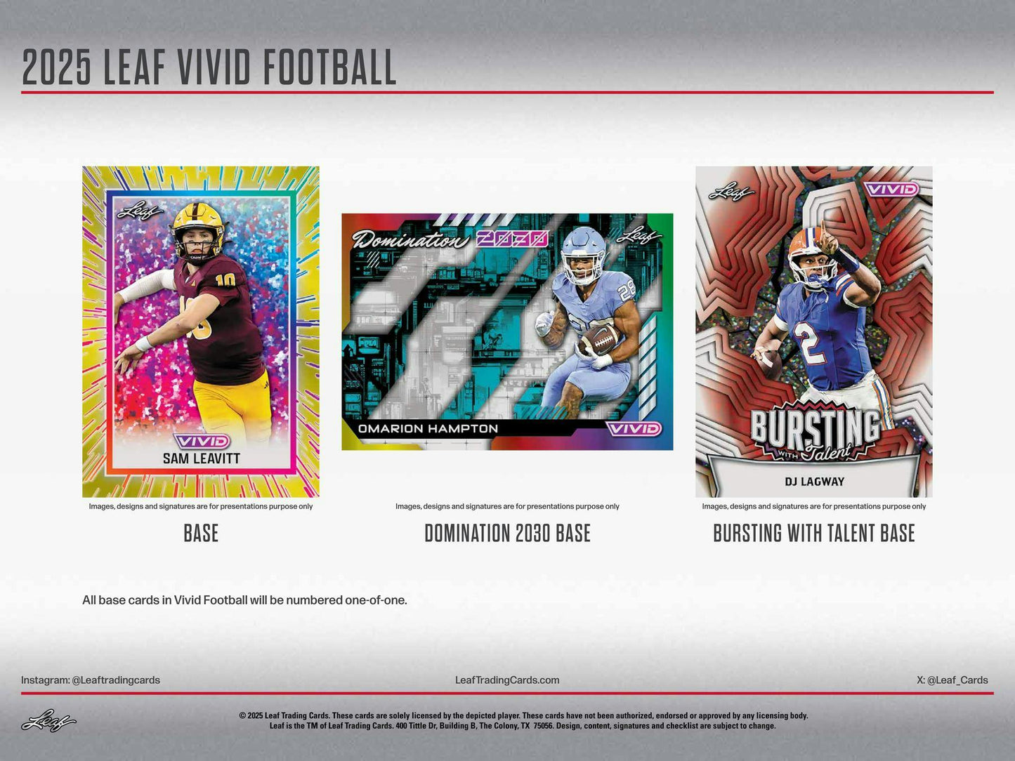 2025 Leaf Vivid Football Hobby Box | Columbia Sports Cards - Columbia Hobby - Sports Card Boxes - Toploaders - Card Savers