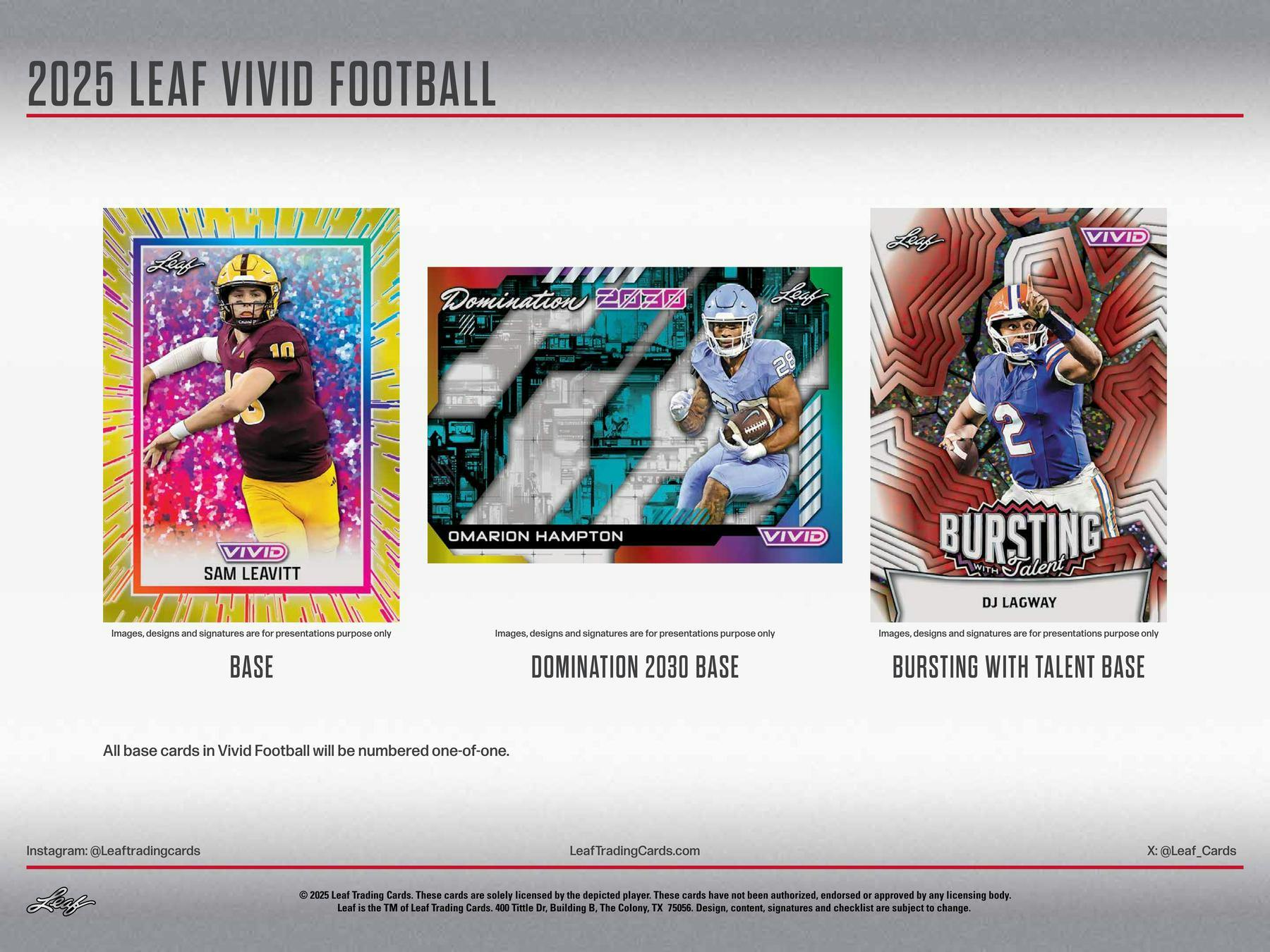 2025 Leaf Vivid Football Hobby Box | Columbia Sports Cards - Columbia Hobby - Sports Card Boxes - Toploaders - Card Savers