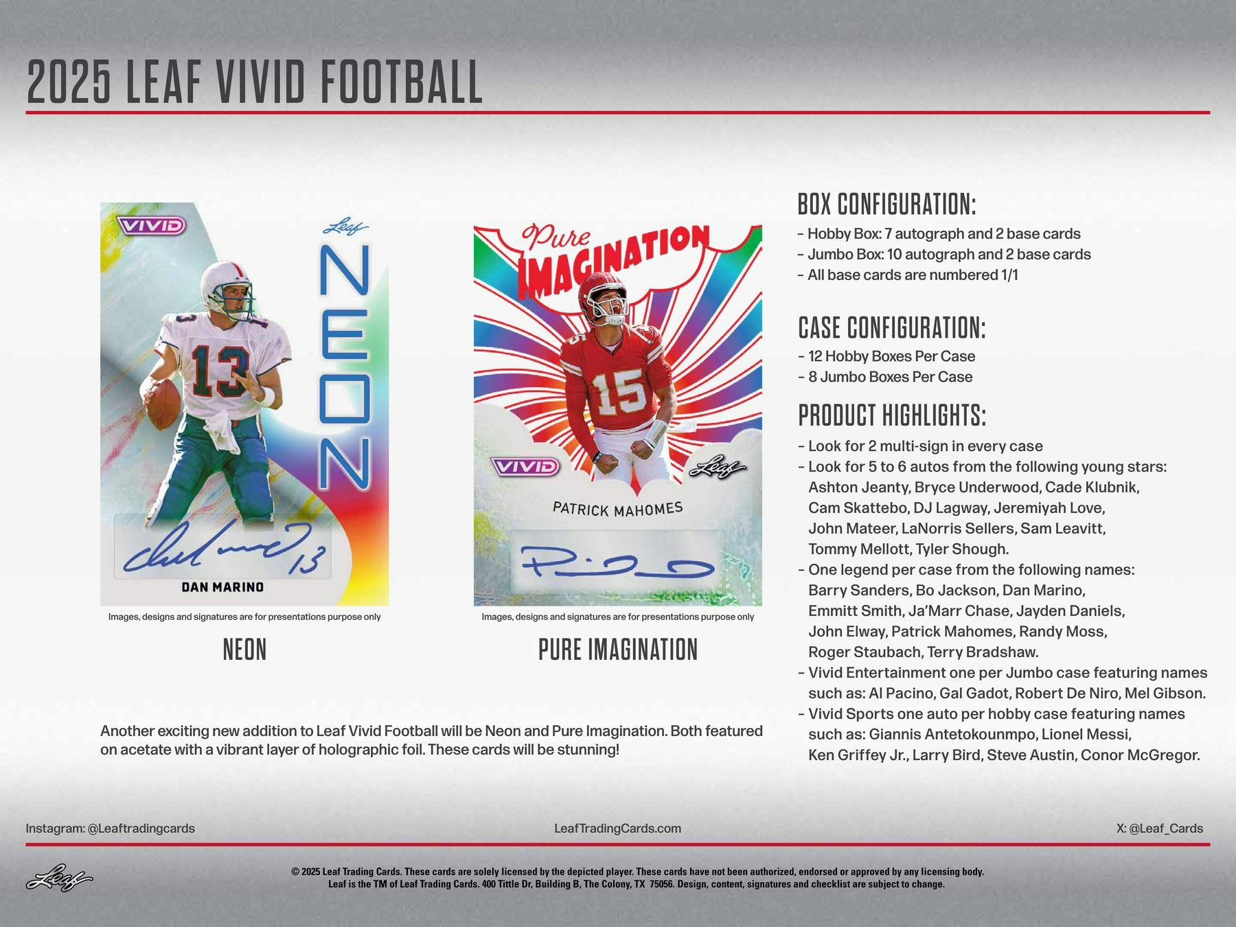 2025 Leaf Vivid Football Hobby Box | Columbia Sports Cards - Columbia Hobby - Sports Card Boxes - Toploaders - Card Savers
