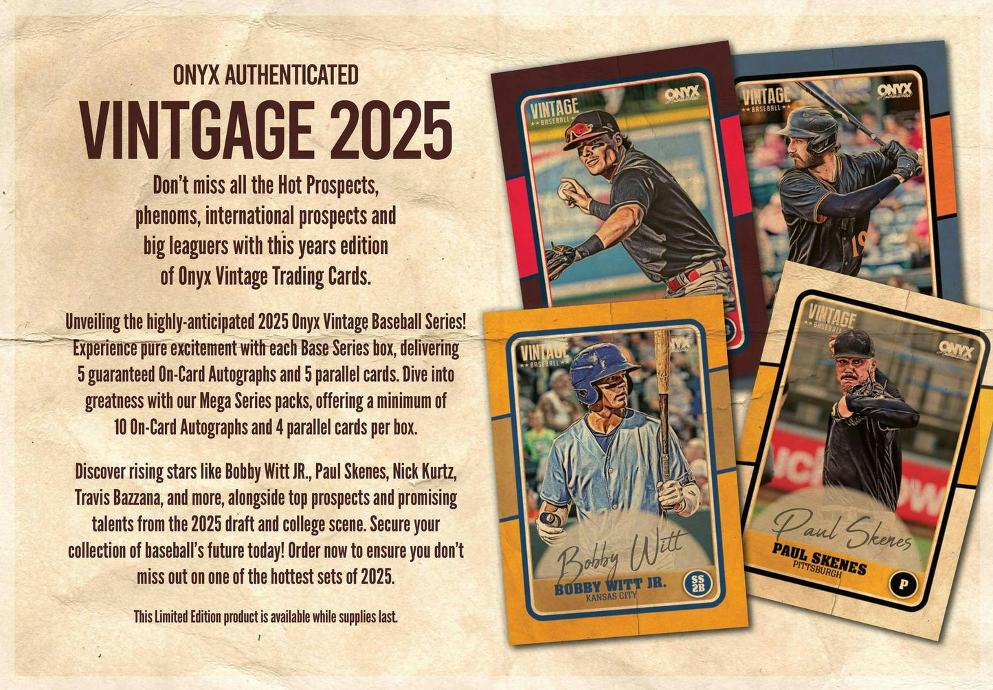 2025 Onyx Vintage Baseball Hobby Box - Columbia Hobby - Sports Card Boxes - Toploaders - Card Savers