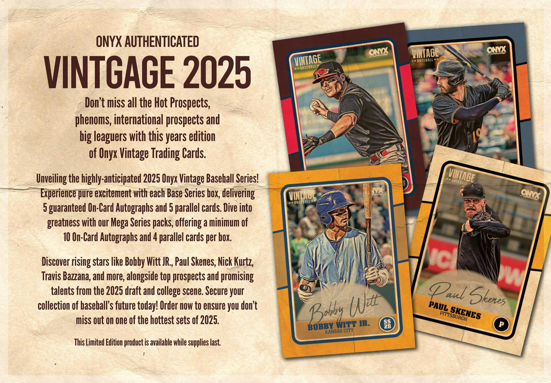 2025 Onyx Vintage Baseball Hobby Box - Columbia Hobby - Sports Card Boxes - Toploaders - Card Savers