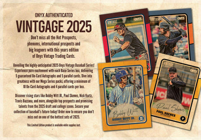 2025 Onyx Vintage Baseball Hobby Box - Columbia Hobby - Sports Card Boxes - Toploaders - Card Savers
