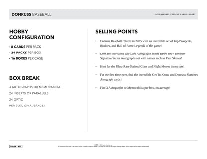 2025 Panini Donruss Baseball Hobby Box - Columbia Hobby - Sports Card Boxes - Toploaders - Card Savers