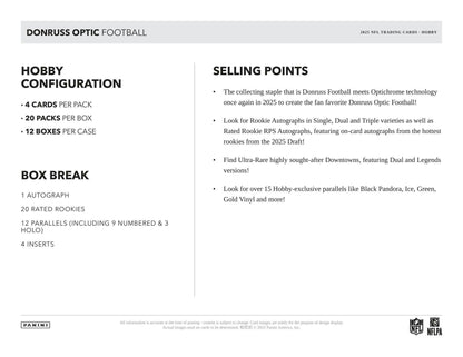 2025 Panini Donruss Optic Football Hobby Box | Columbia Sports Cards - Columbia Hobby - Sports Card Boxes - Toploaders - Card Savers