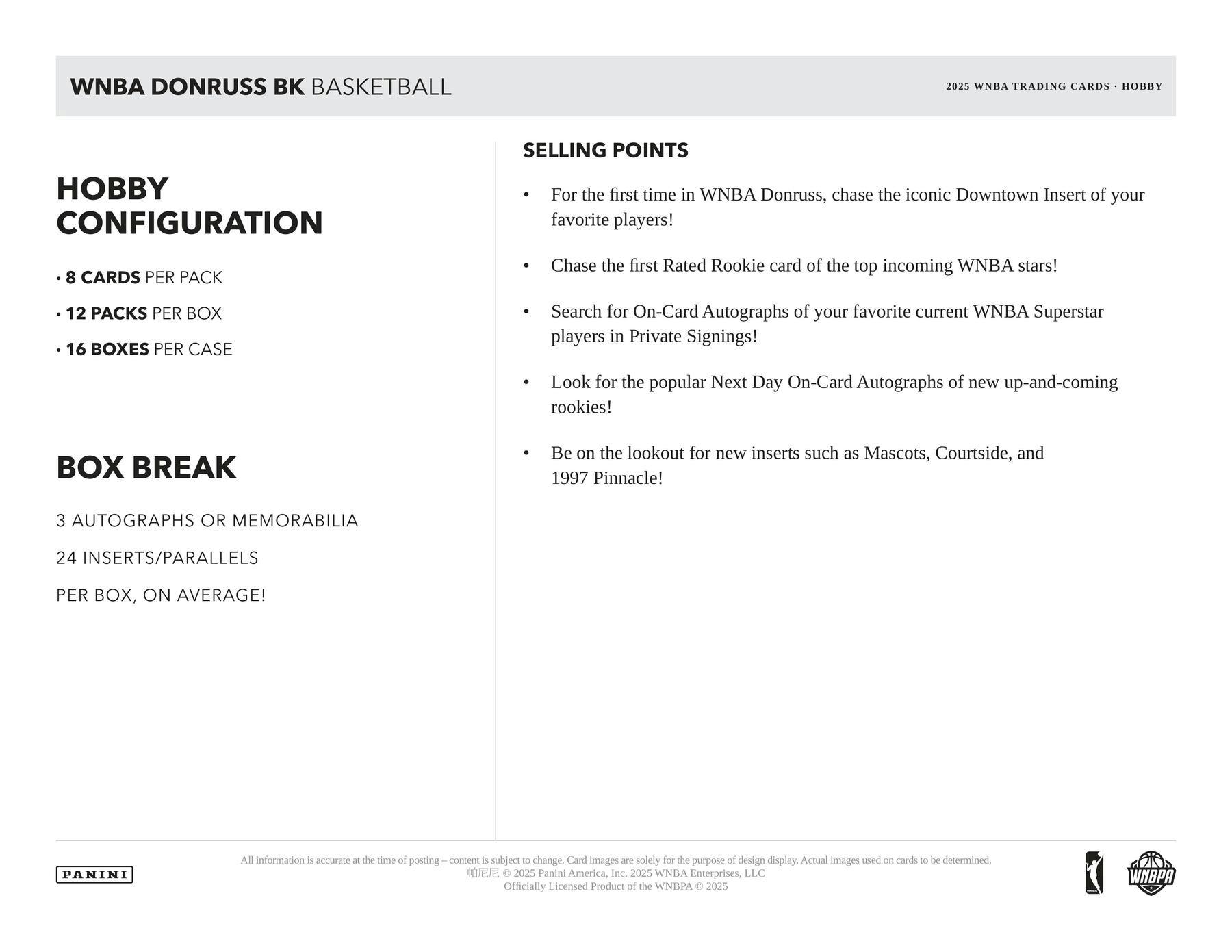 2025 Panini Donruss WNBA Basketball Hobby Box - Columbia Hobby - Sports Card Boxes - Toploaders - Card Savers