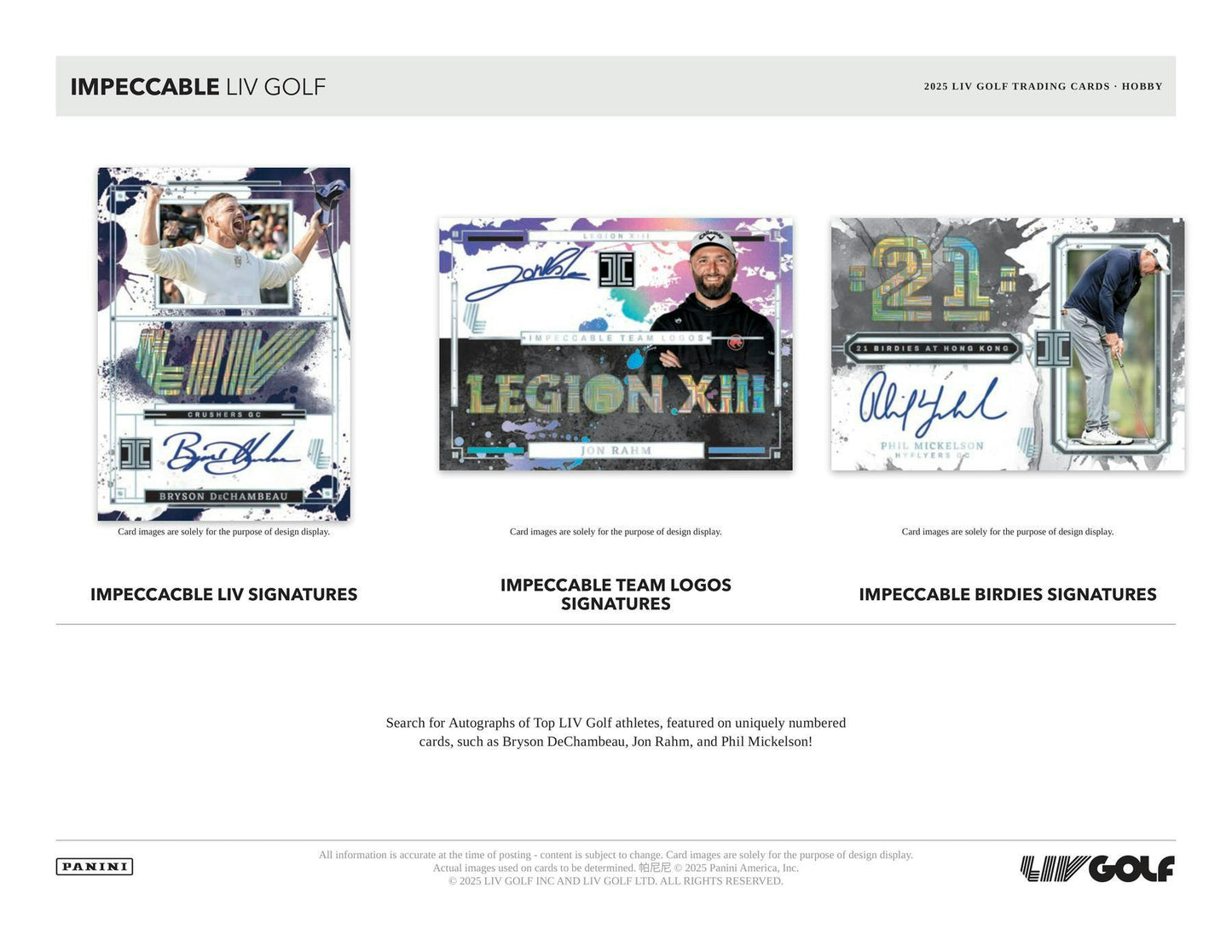 2025 Panini Impeccable LIV Golf Hobby Box | Columbia Sports Cards - Columbia Hobby - Sports Card Boxes - Toploaders - Card Savers