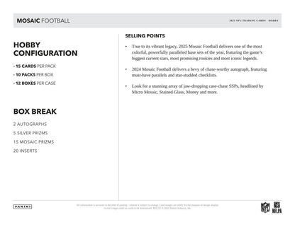 2025 Panini Mosaic Football Hobby Box | Columbia Sports Cards - Columbia Hobby - Sports Card Boxes - Toploaders - Card Savers