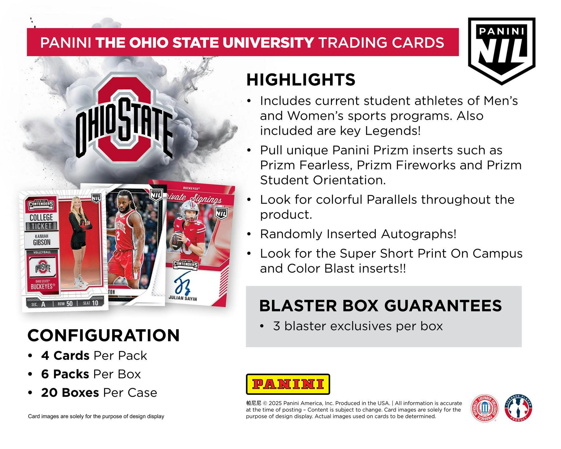 2025 Panini NIL The Ohio State University 6 - Pack Blaster Box | Columbia Sports Cards - Columbia Hobby - Sports Card Boxes - Toploaders - Card Savers