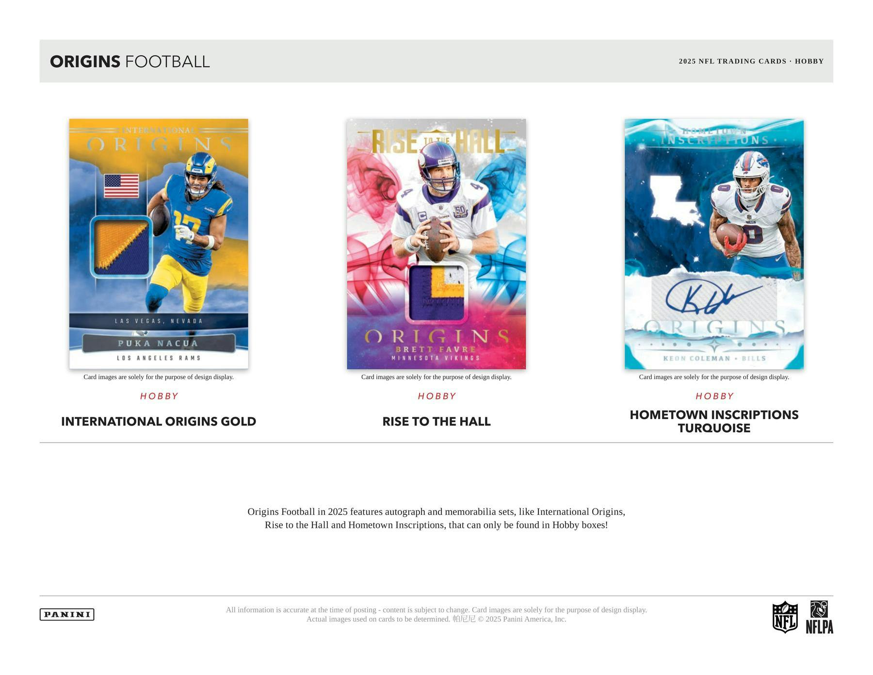 2025 Panini Origins Football Hobby Box | Columbia Sports Cards - Columbia Hobby - Sports Card Boxes - Toploaders - Card Savers