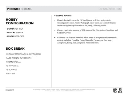 2025 Panini Phoenix Football Hobby Box | Columbia Sports Cards - Columbia Hobby - Sports Card Boxes - Toploaders - Card Savers