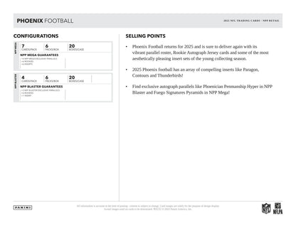2025 Panini Phoenix Football Mega Box | Columbia Sports Cards - Columbia Hobby - Sports Card Boxes - Toploaders - Card Savers