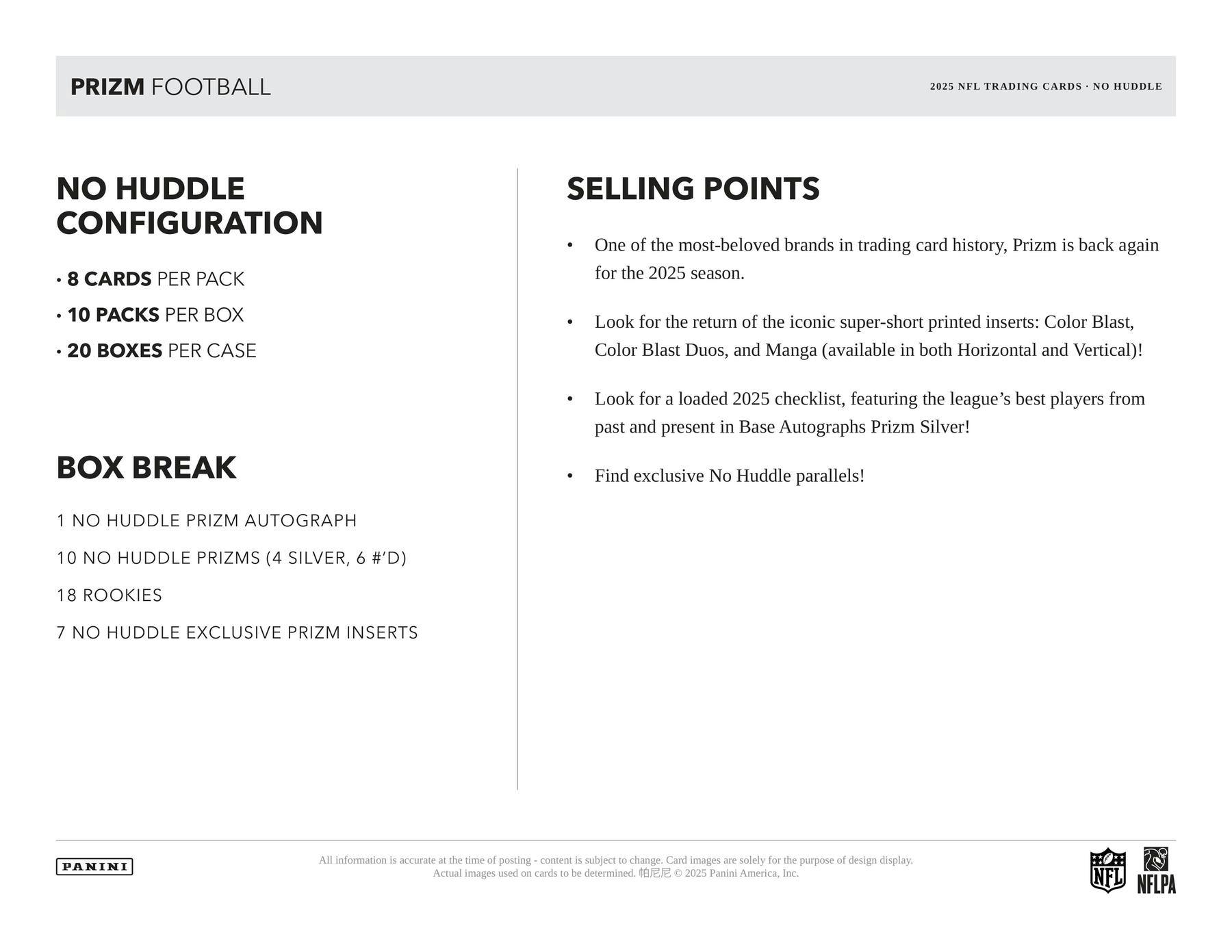 2025 Panini Prizm Football No Huddle Box | Columbia Sports Cards - Columbia Hobby - Sports Card Boxes - Toploaders - Card Savers