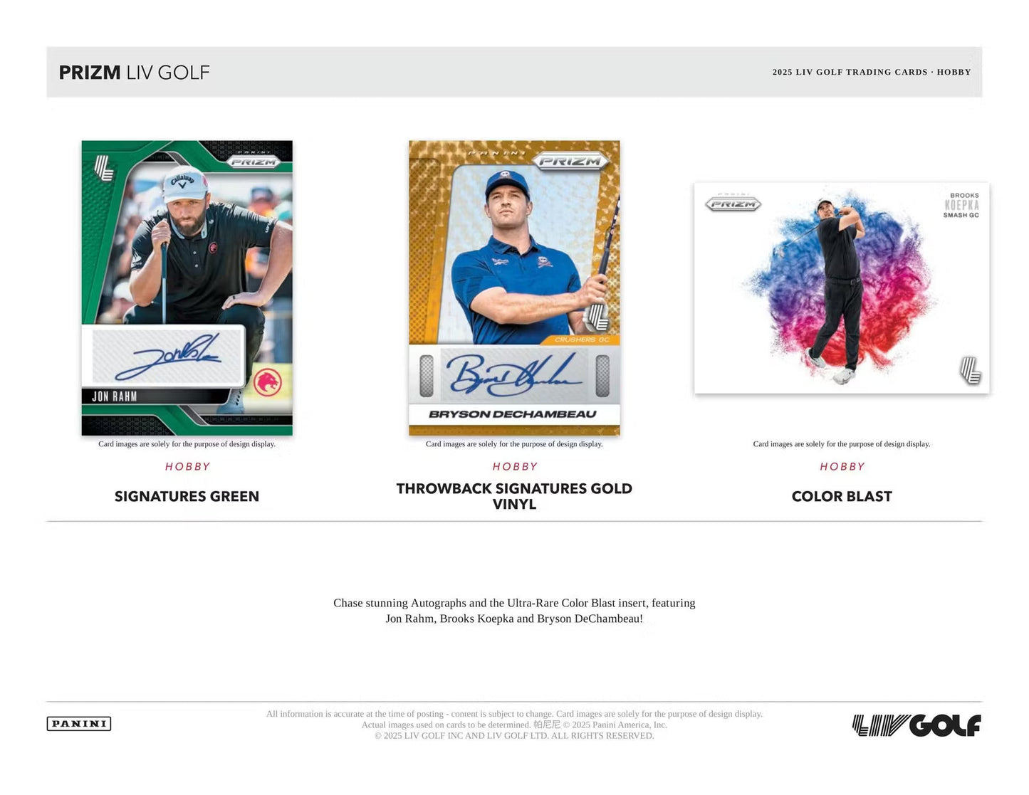 2025 Panini Prizm LIV Golf Hobby Box - Columbia Hobby - Sports Card Boxes - Toploaders - Card Savers