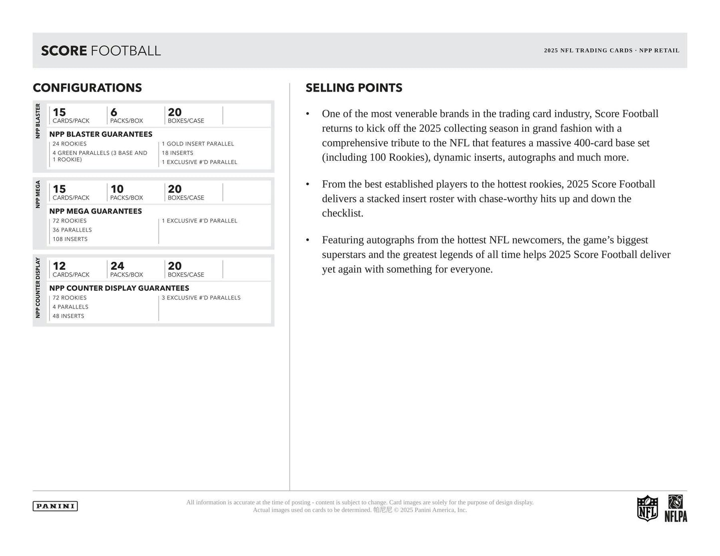 2025 Panini Score Football Mega Box | Columbia Sports Cards - Columbia Hobby - Sports Card Boxes - Toploaders - Card Savers