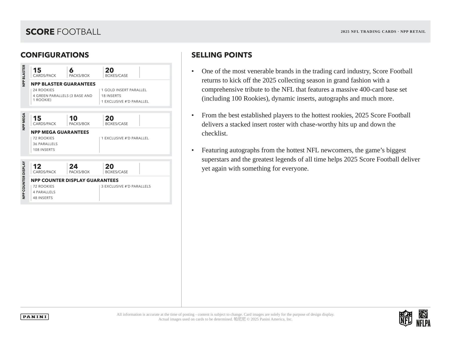 2025 Panini Score Football Mega Box | Columbia Sports Cards - Columbia Hobby - Sports Card Boxes - Toploaders - Card Savers
