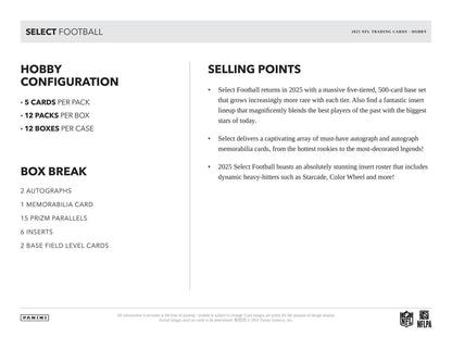 2025 Panini Select Football Hobby Box | Columbia Sports Cards - Columbia Hobby - Sports Card Boxes - Toploaders - Card Savers