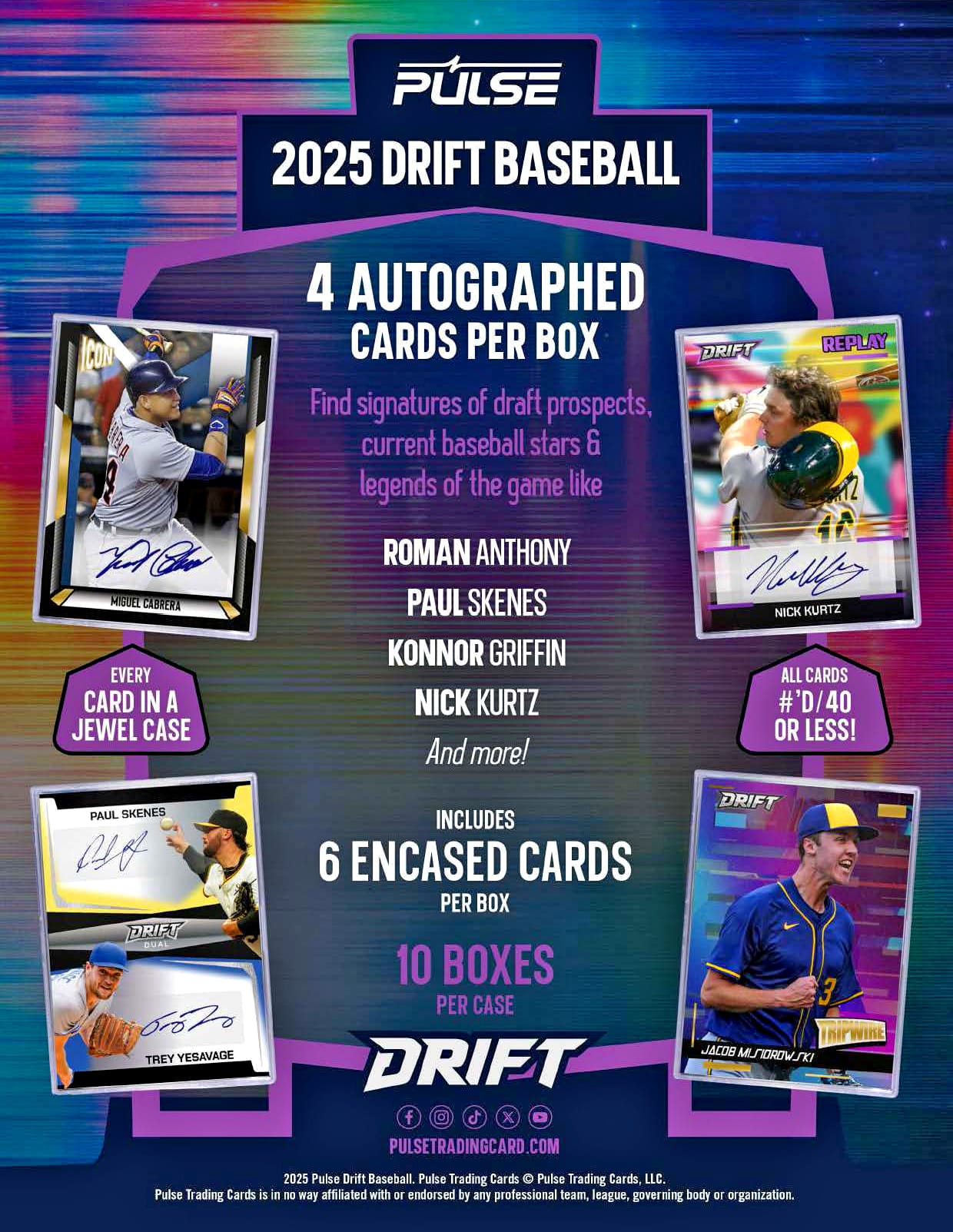 2025 Pulse Drift Baseball Hobby Box | Columbia Sports Cards - Columbia Hobby - Sports Card Boxes - Toploaders - Card Savers