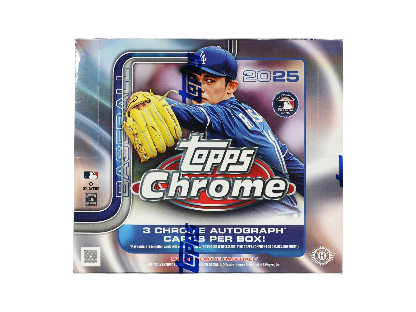 2025 Topps Chrome Baseball Hobby Jumbo Box Front

Topps Chrome 2025 Jumbo Box Contents

Chrome Rookie Autograph Card Sample

2025 Topps Chrome Insert Set Highlights

Helix and Hobby Masters Short Print Example