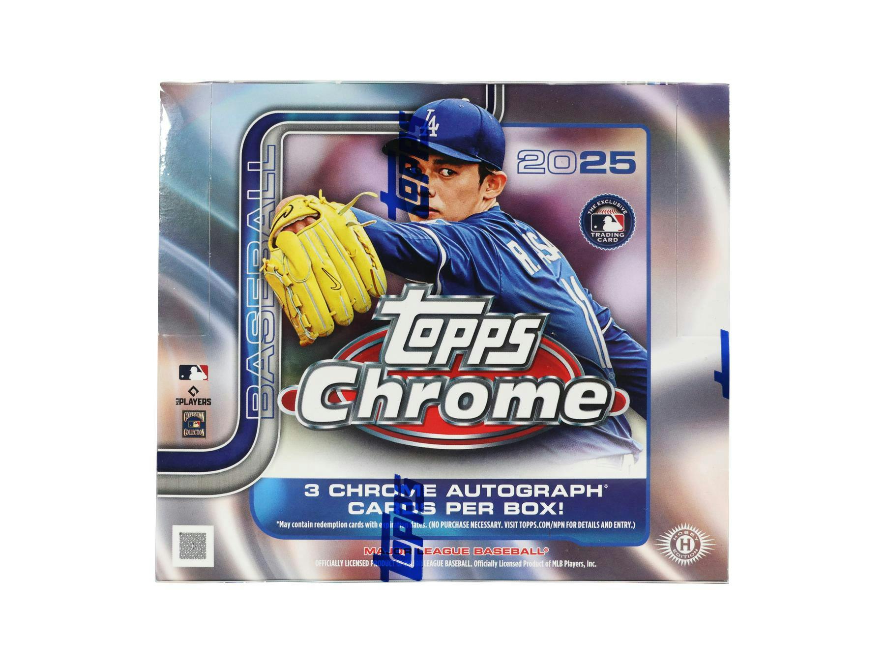 2025 Topps Chrome Baseball Hobby Jumbo Box Front

Topps Chrome 2025 Jumbo Box Contents

Chrome Rookie Autograph Card Sample

2025 Topps Chrome Insert Set Highlights

Helix and Hobby Masters Short Print Example