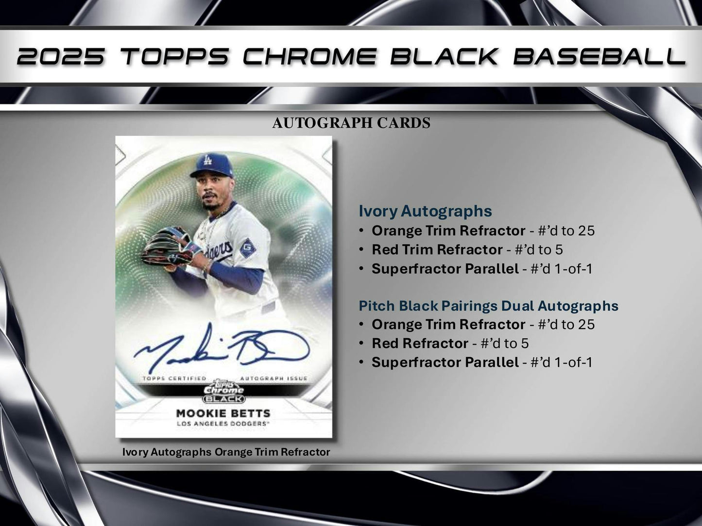 2025 Topps Chrome Black Baseball Hobby Box - Columbia Hobby - Sports Card Boxes - Toploaders - Card Savers