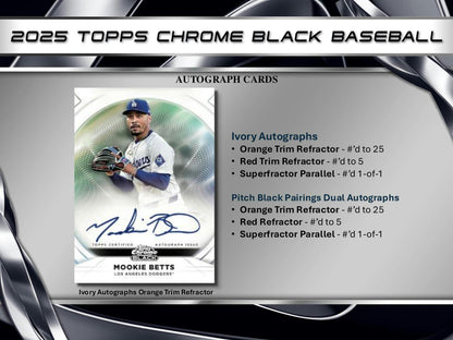 2025 Topps Chrome Black Baseball Hobby Box - Columbia Hobby - Sports Card Boxes - Toploaders - Card Savers