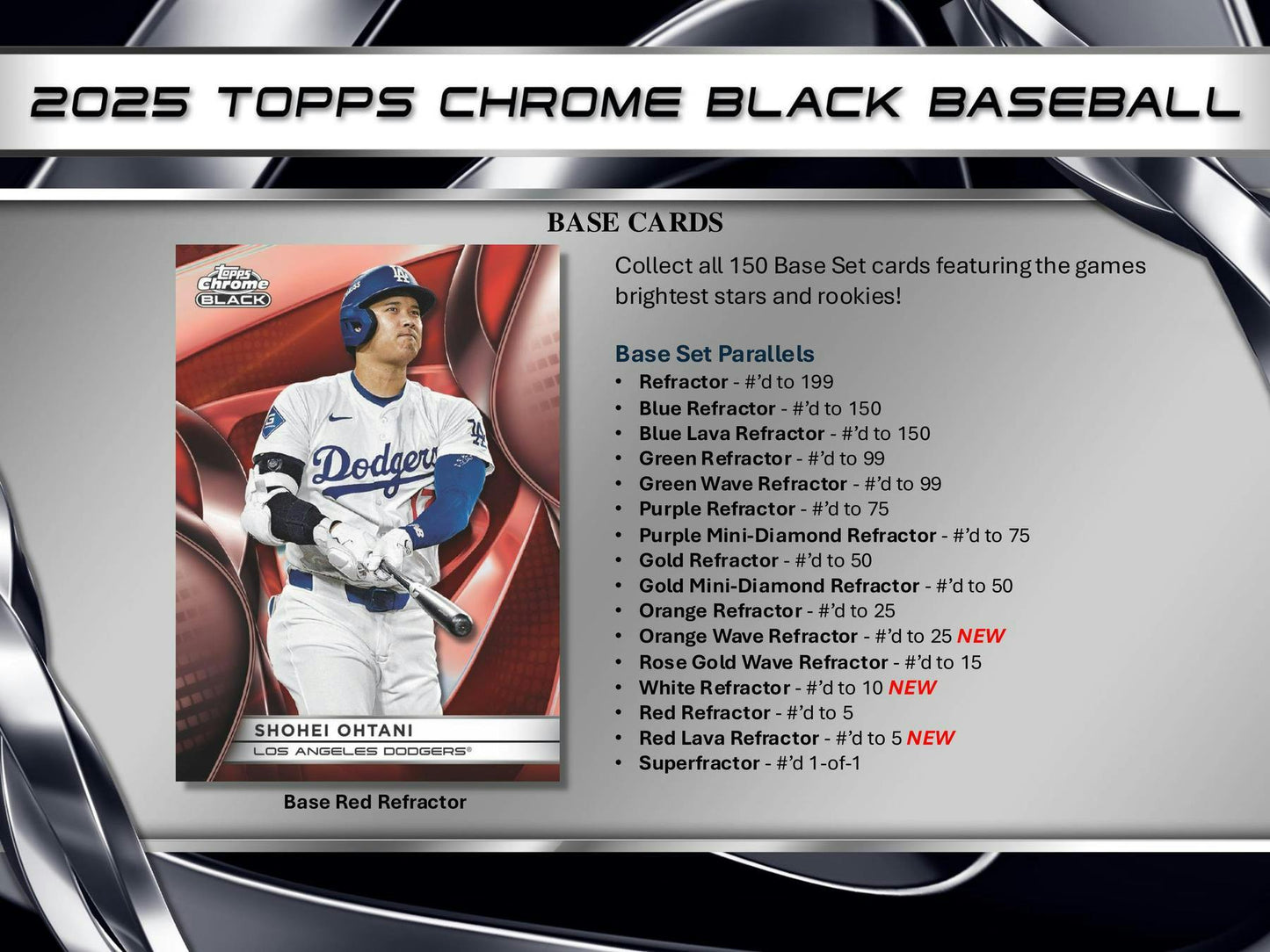 2025 Topps Chrome Black Baseball Hobby Box - Columbia Hobby - Sports Card Boxes - Toploaders - Card Savers