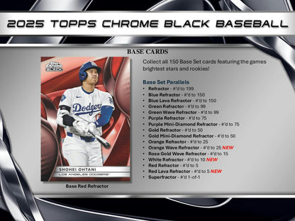 2025 Topps Chrome Black Baseball Hobby Box - Columbia Hobby - Sports Card Boxes - Toploaders - Card Savers