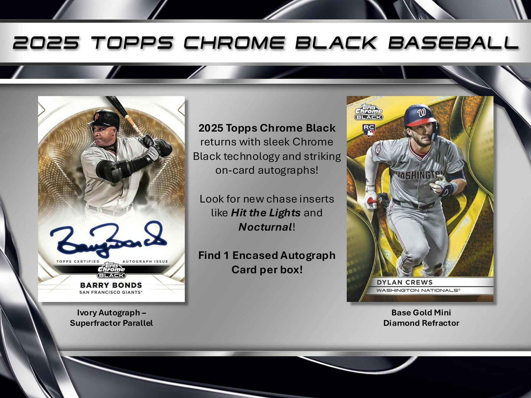 2025 Topps Chrome Black Baseball Hobby Box - Columbia Hobby - Sports Card Boxes - Toploaders - Card Savers