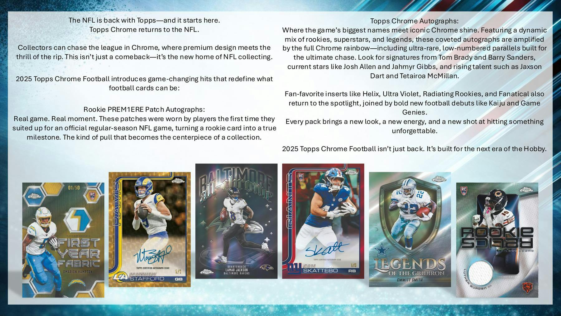 2025 Topps Chrome Football Jumbo Box | Columbia Sports Cards - Columbia Hobby - Sports Card Boxes - Toploaders - Card Savers