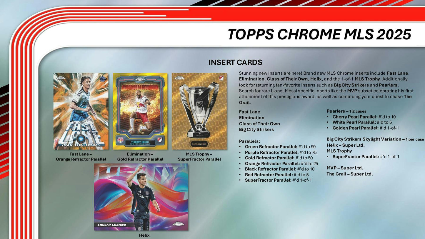 2025 Topps Chrome MLS Hobby Box | Columbia Sports Cards - Columbia Hobby - Sports Card Boxes - Toploaders - Card Savers