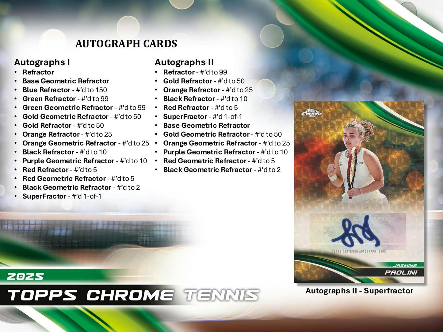 2025 Topps Chrome Tennis Hobby Box | Columbia Sports Cards - Columbia Hobby - Sports Card Boxes - Toploaders - Card Savers