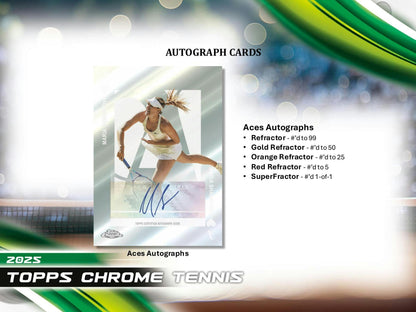 2025 Topps Chrome Tennis Hobby Box | Columbia Sports Cards - Columbia Hobby - Sports Card Boxes - Toploaders - Card Savers