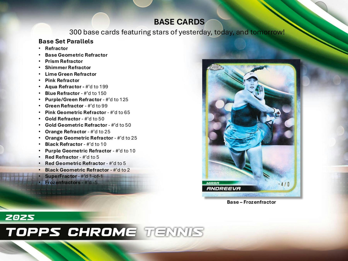 2025 Topps Chrome Tennis Hobby Box | Columbia Sports Cards - Columbia Hobby - Sports Card Boxes - Toploaders - Card Savers