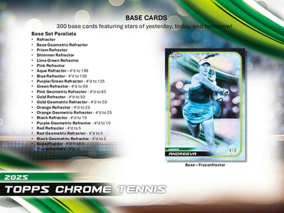 2025 Topps Chrome Tennis Hobby Box | Columbia Sports Cards - Columbia Hobby - Sports Card Boxes - Toploaders - Card Savers