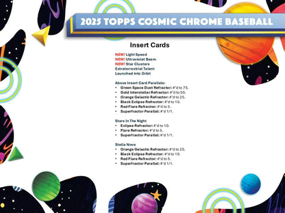 2025 Topps Cosmic Chrome Baseball Hobby Box | Columbia Sports Cards - Columbia Hobby - Sports Card Boxes - Toploaders - Card Savers