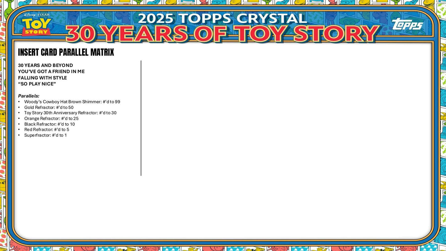 2025 Topps Crystal 30 Years of Toy Story Hobby Box | Columbia Sports Cards - Columbia Hobby - Sports Card Boxes - Toploaders - Card Savers