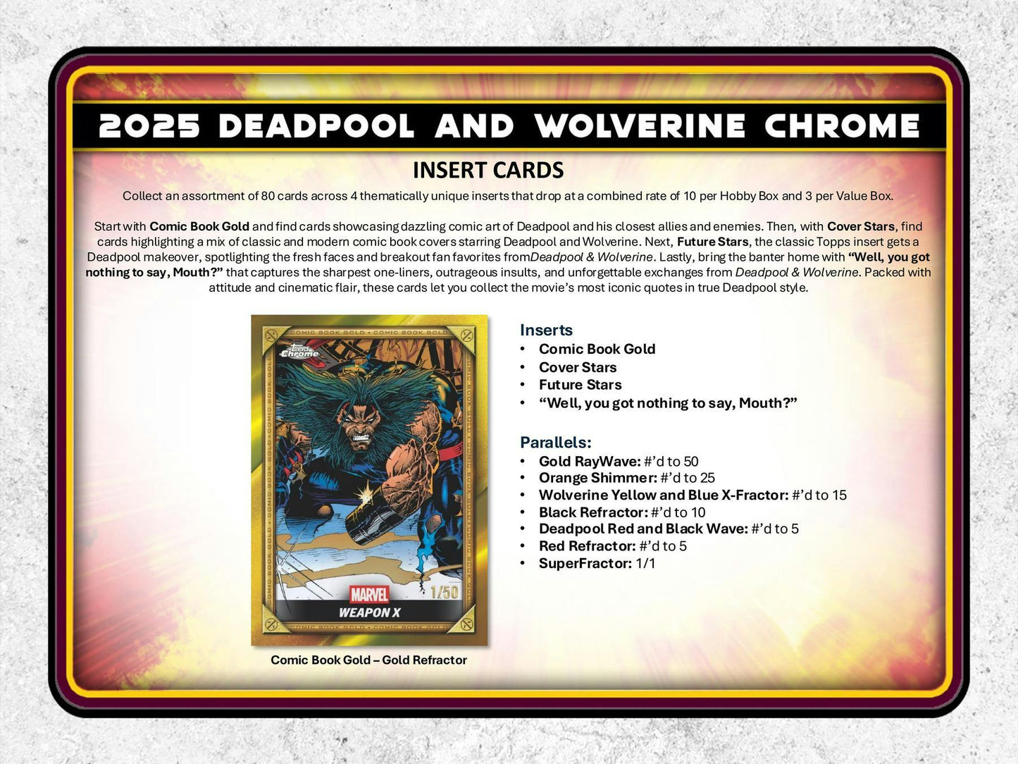 2025 Topps Deadpool Chrome Hobby Box | Columbia Sports Cards - Columbia Hobby - Sports Card Boxes - Toploaders - Card Savers