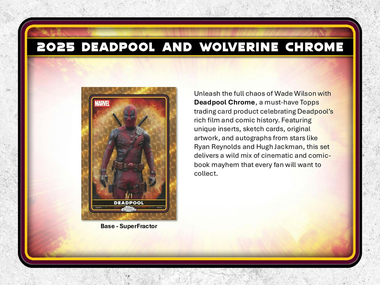2025 Topps Deadpool Chrome Hobby Box | Columbia Sports Cards - Columbia Hobby - Sports Card Boxes - Toploaders - Card Savers