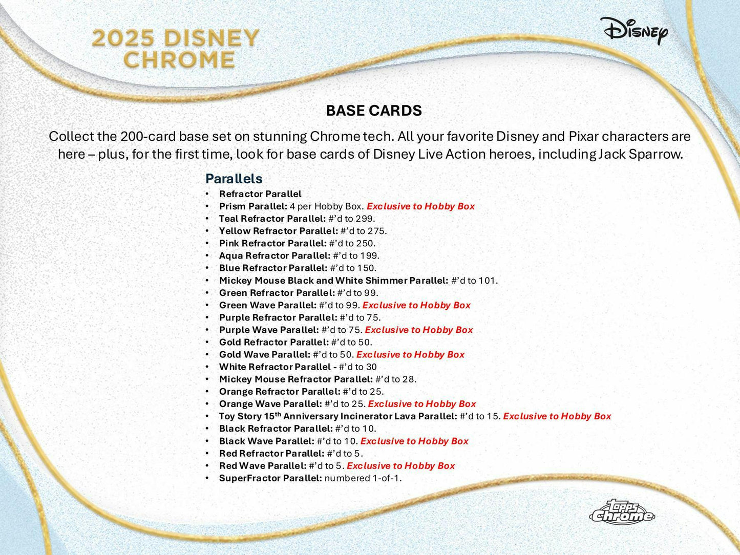 2025 Topps Disney Chrome Hobby Box | Columbia Sports Cards - Columbia Hobby - Sports Card Boxes - Toploaders - Card Savers