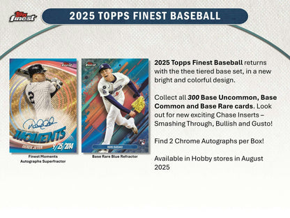 2025 Topps Finest Baseball Hobby Box | Columbia Sports Cards - Columbia Hobby - Sports Card Boxes - Toploaders - Card Savers