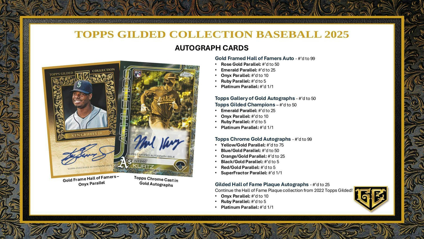 2025 Topps Gilded Collection Baseball Hobby Box | Columbia Sports Cards - Columbia Hobby - Sports Card Boxes - Toploaders - Card Savers