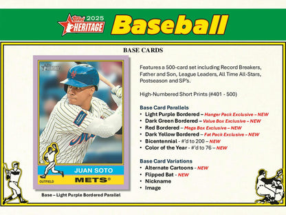 2025 Topps Heritage Baseball 8 - Pack Blaster Box - Columbia Hobby - Sports Card Boxes - Toploaders - Card Savers